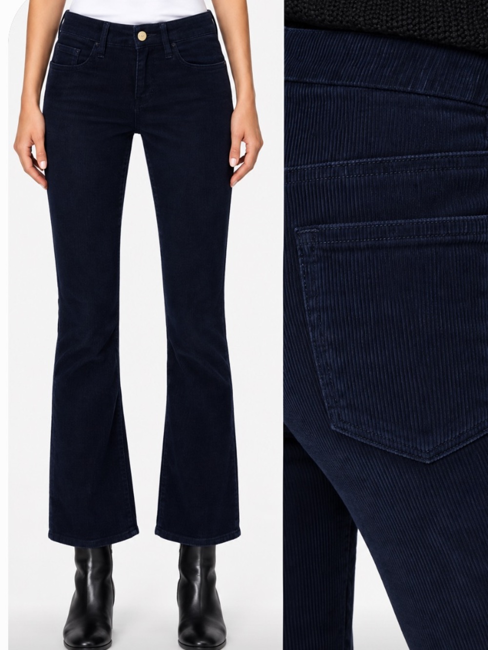 FRAME denim Le crop mini boot navy corduroy kick flare jeans sz 27